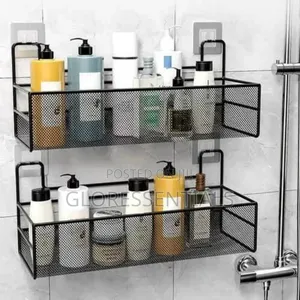 Double Layer Bathroom Rack Multipurpose Metal Mesh Hanger