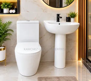 Quality Modern One-Piece WC Pedestal Basin Set