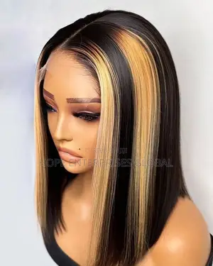 Black and Blonde Highlight Straight Bob Wig
