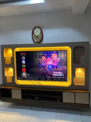 65 Inches - With Custom - Shelf and Lightening and LG Soundbar