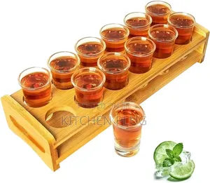 12-Hole Wooden Shot Glass Holder /Organizer Rack With Shot Glasses
