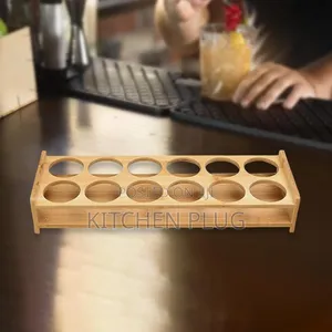 12-Hole Wooden Shot Glass Holder /Organizer Rack With Shot Glasses