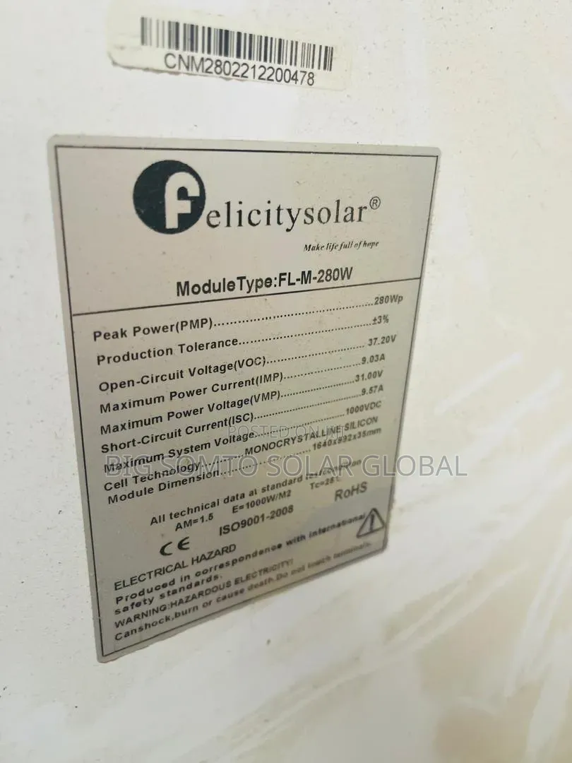 280watts Felicity Solar Panel