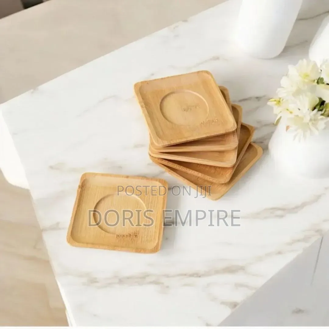 Customizable Square Shape 6pcs Bamboo Coasters.