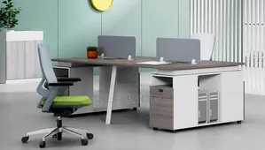 Modern 2-Person Office Workstation Desk With Integrated Cabinets