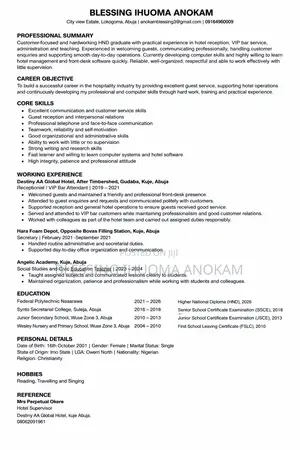 Hotel Receptionist