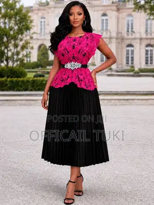 Luxe Miyaki Free Size 2pcs Gown Cord Lace Top Set With Free Stoned E