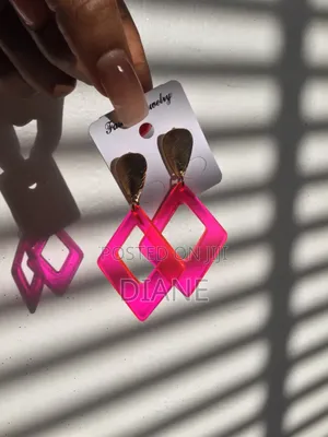 Pink Geometric Statement Earrings