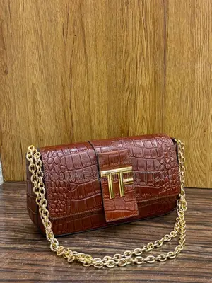 Tom Ford Croc-Embossed Premium Leather Shoulder Bag