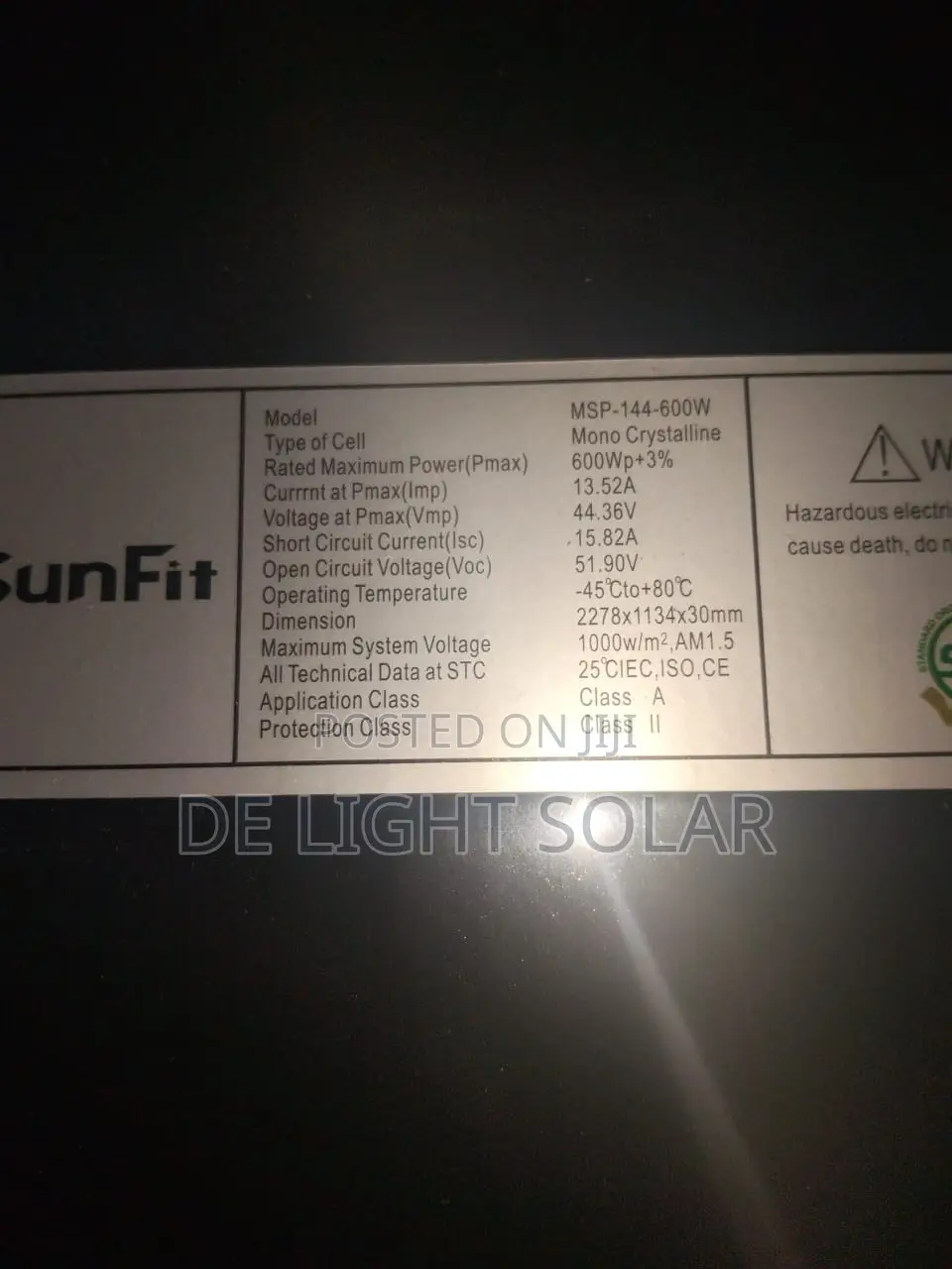 600w SUNFIT All Black Solar Panel