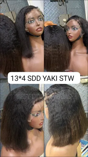 12" Full Frontal Yaki Straight Bob Wig,sdd Quality Human Hair (Ce)