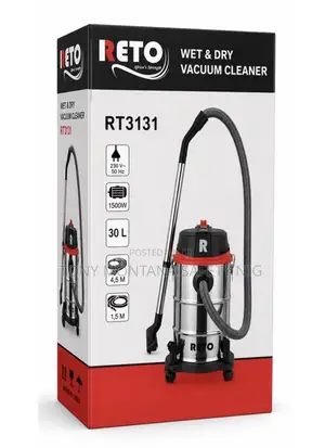 RETO RT3131 Wet Dry Vacuum Cleaner - 1500W 30L Stainless Steel Drum