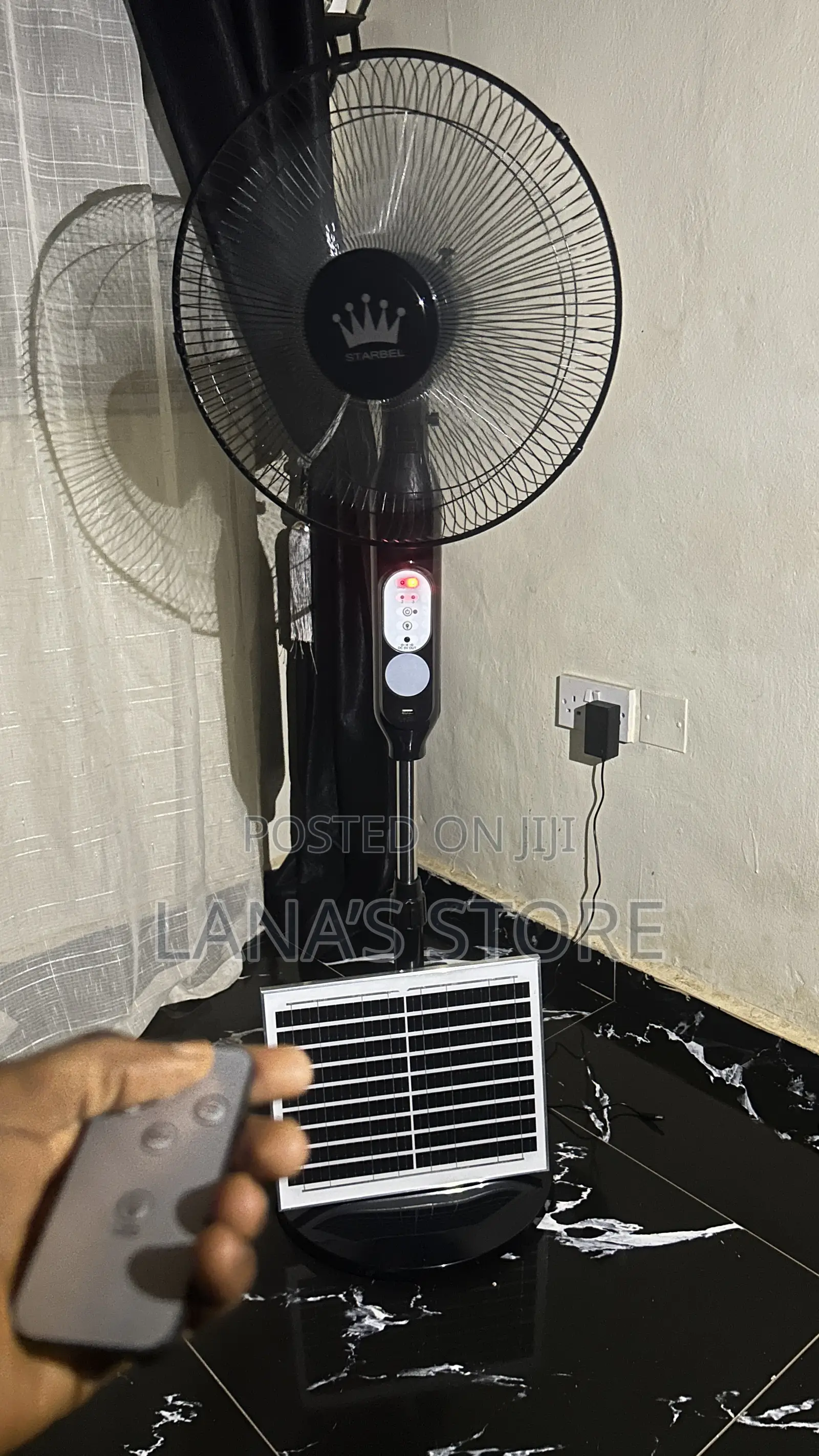 Rechargable Standing Fan With Solar Panel