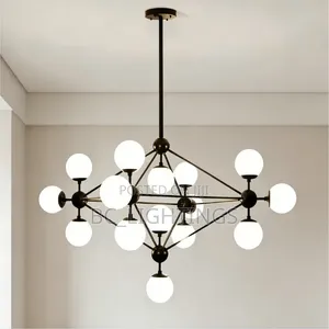 Modern Apartment Living Room Chandelier Glass Ball Light for Staircase