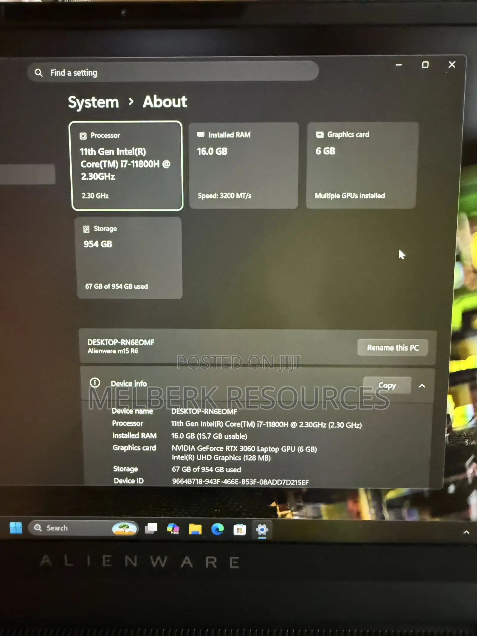 Laptop Alienware M15 R6 16GB Intel Core i7 SSD 1T