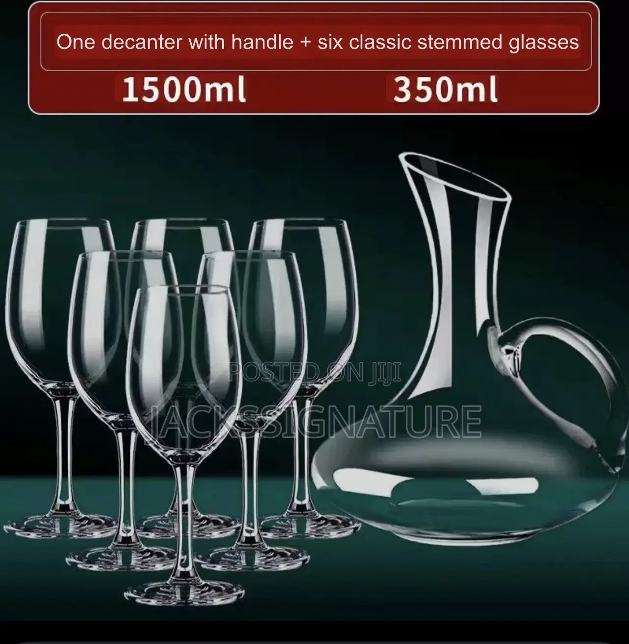 6Pcs Wine Glass + Decanter (With Handle)