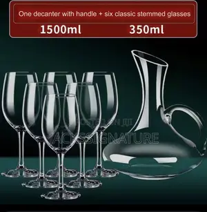 6Pcs Wine Glass + Decanter (With Handle)