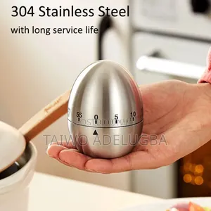 Stainless Steel Mechanical Egg Shaped Alarm Food Timer .