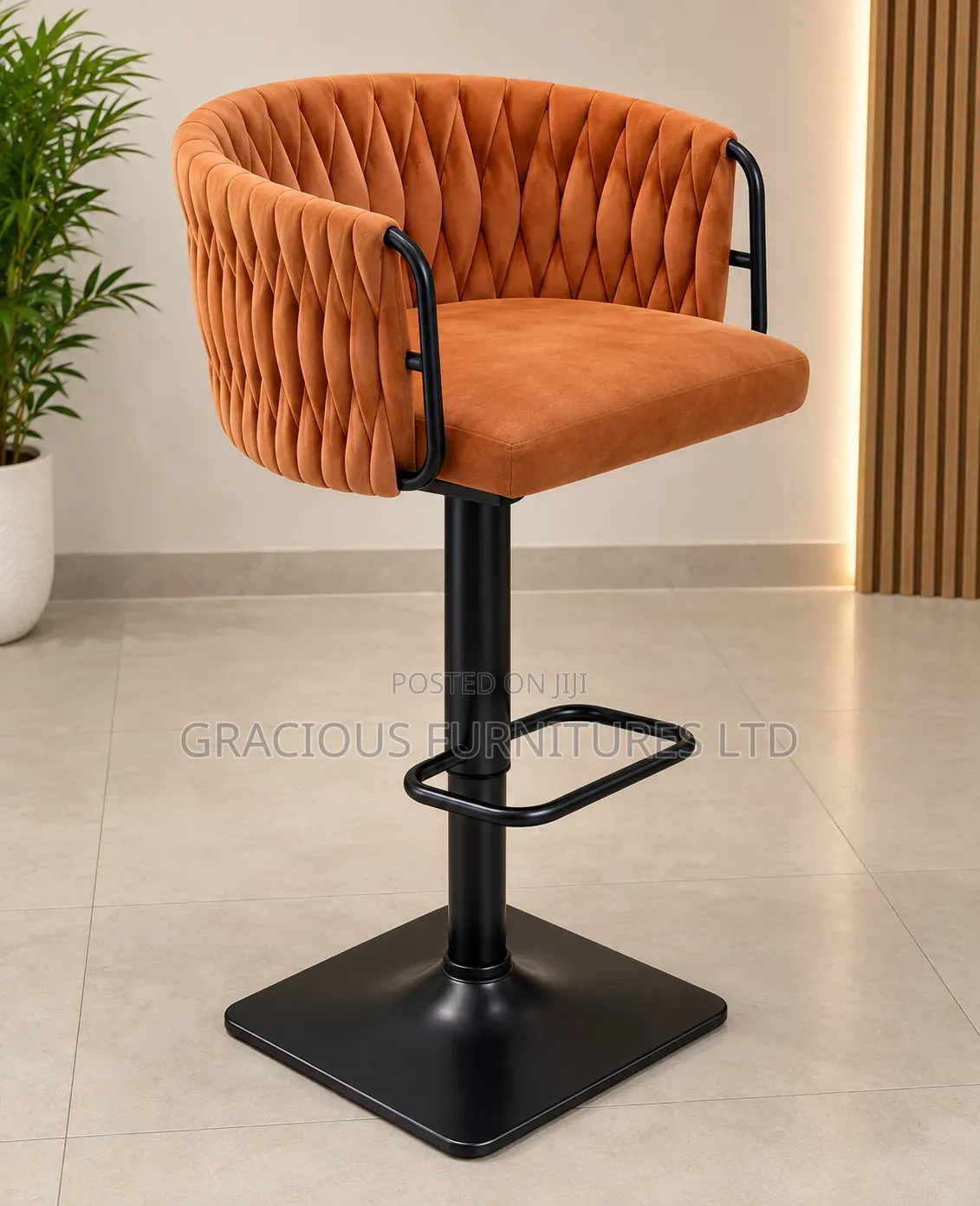 Modern Velvet Swivel Bar Stool