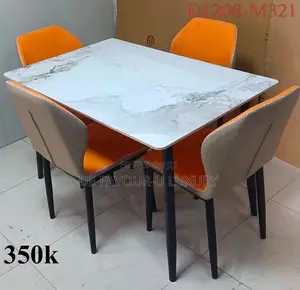Ceramic Marble Dining Table by 4 Chairs