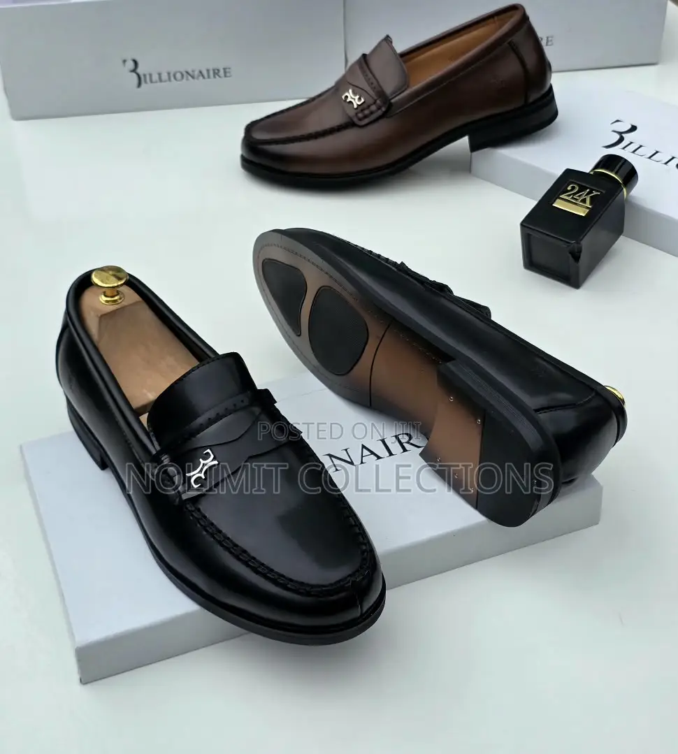 Billionaire Leather Penny Loafers With Black Sole