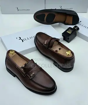 Billionaire Leather Penny Loafers With Black Sole