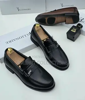 Billionaire Leather Penny Loafers With Black Sole