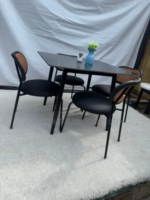 Modern Black Dining Table 4 Chairs Set