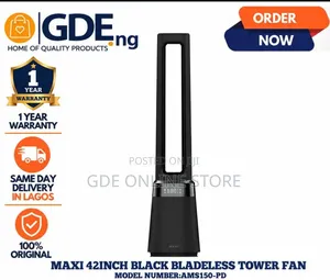 Maxi 42inch Black Bladeless Tower Fan/Ams150-Pd