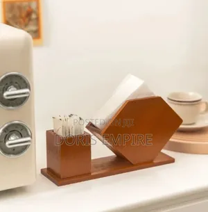 Bamboo Serviette Holder Stand With Toothpick Holder Dispenser.
