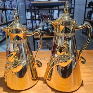 Gold Arabic Dallah Flask Set (2 Pieces) – Tea Coffee Thermos
