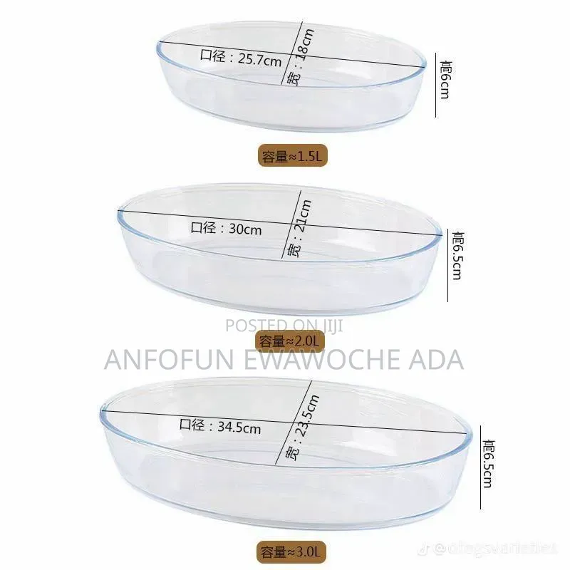 Microwave-Safe 3Pcs Oven Glass Baking Sheet