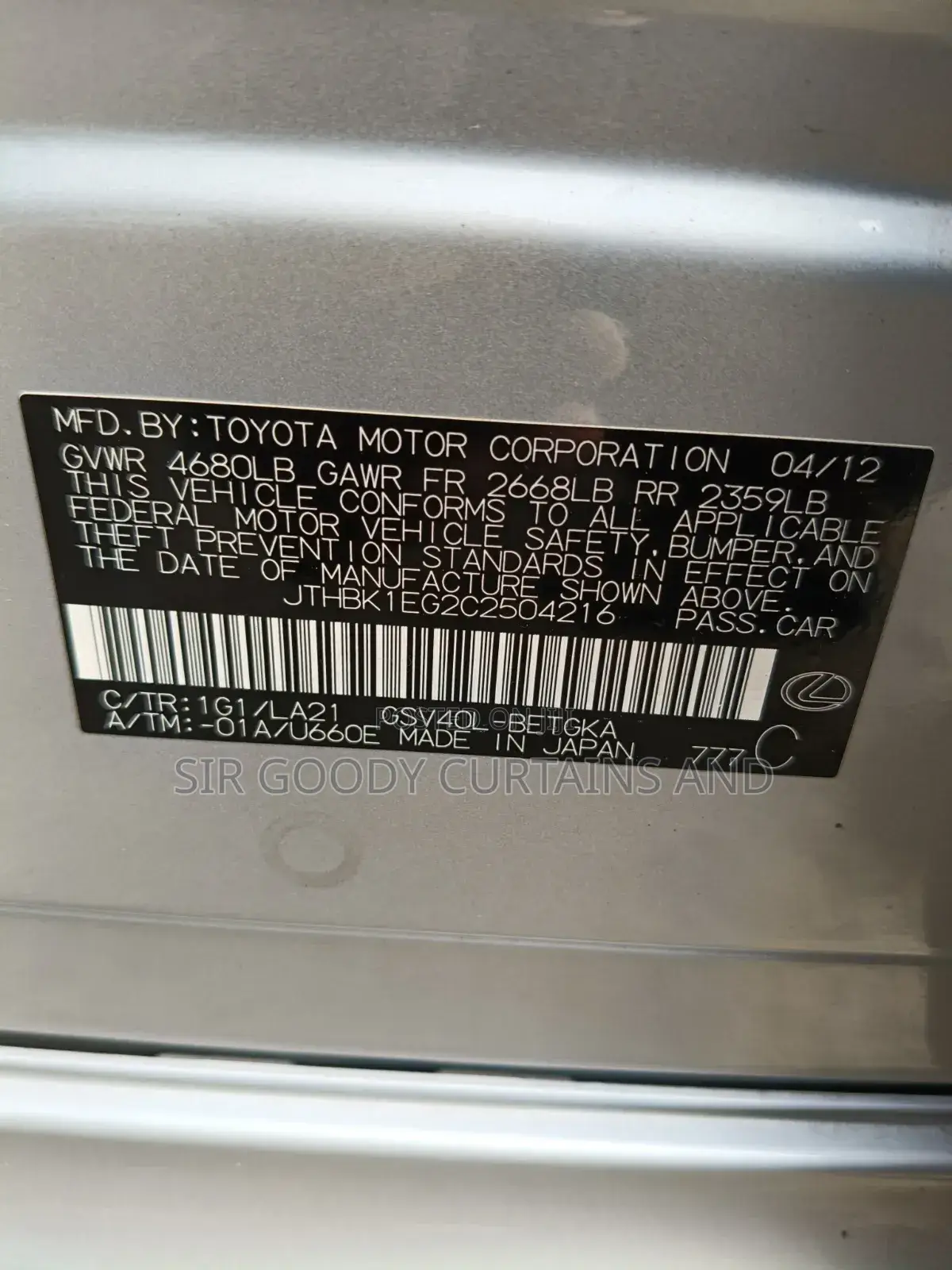 Lexus ES 350 2012 Silver