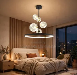 LED Glass Pendant Lamp Nordic Circle Ceiling Hanging Chandeliers