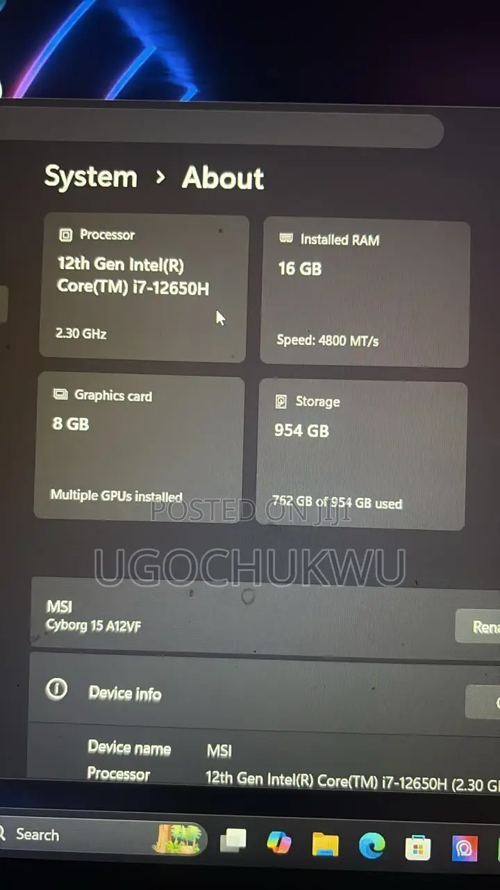 Laptop MSI Cyborg 15 16GB Intel Core i7 HDD+SSD 1T