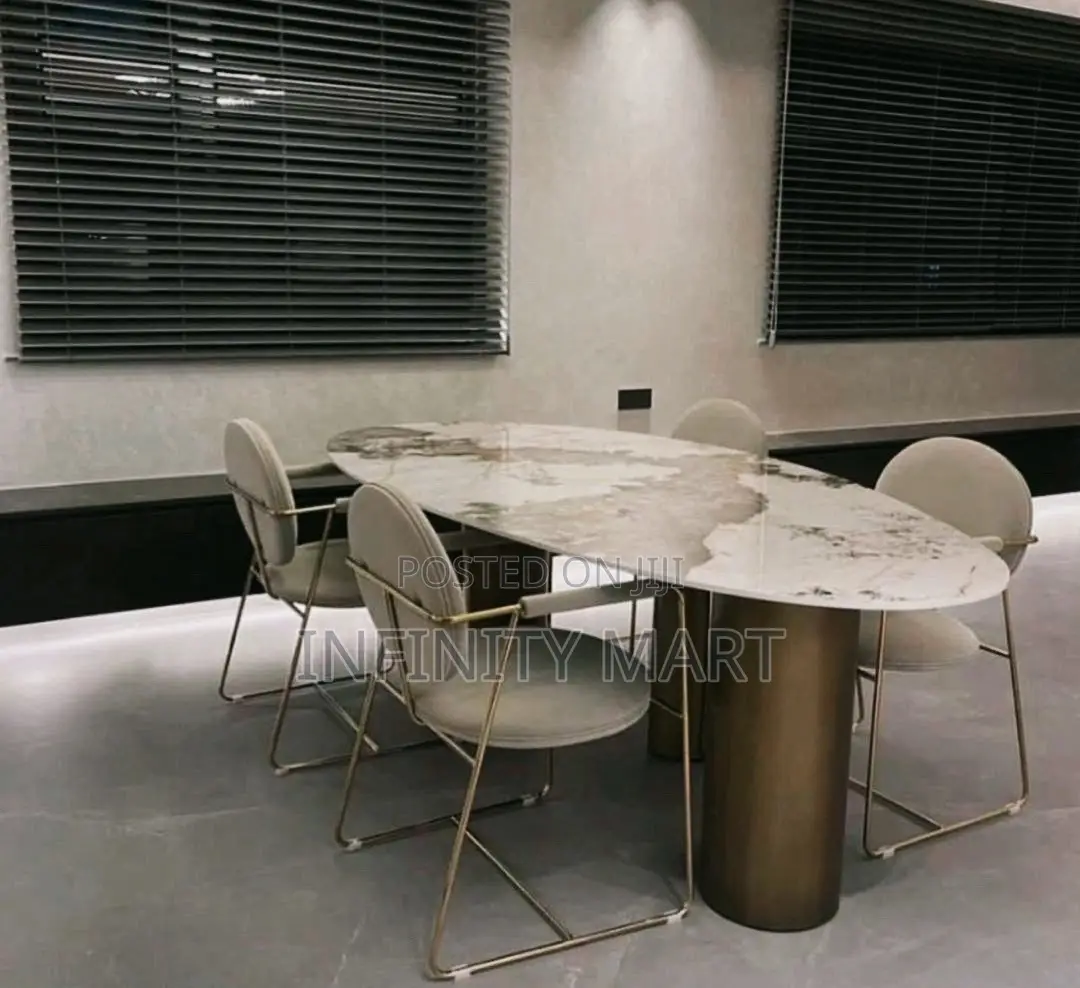 4 Seater Dining Set With Marble and Gold