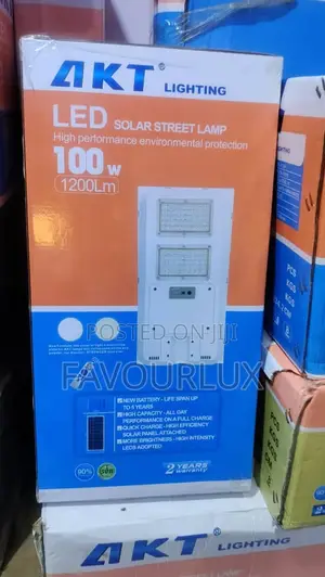 AKT Lighting 100W LED Solar Street Lamp, Rated at 1200 Lumens