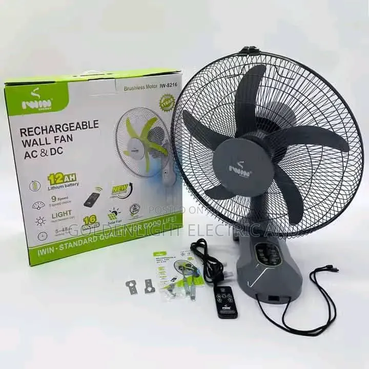 Iwin 16-Inch Rechargeable Wall Fan