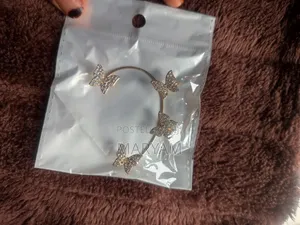 Gold-Plated Crystal Butterfly Ear Cuff