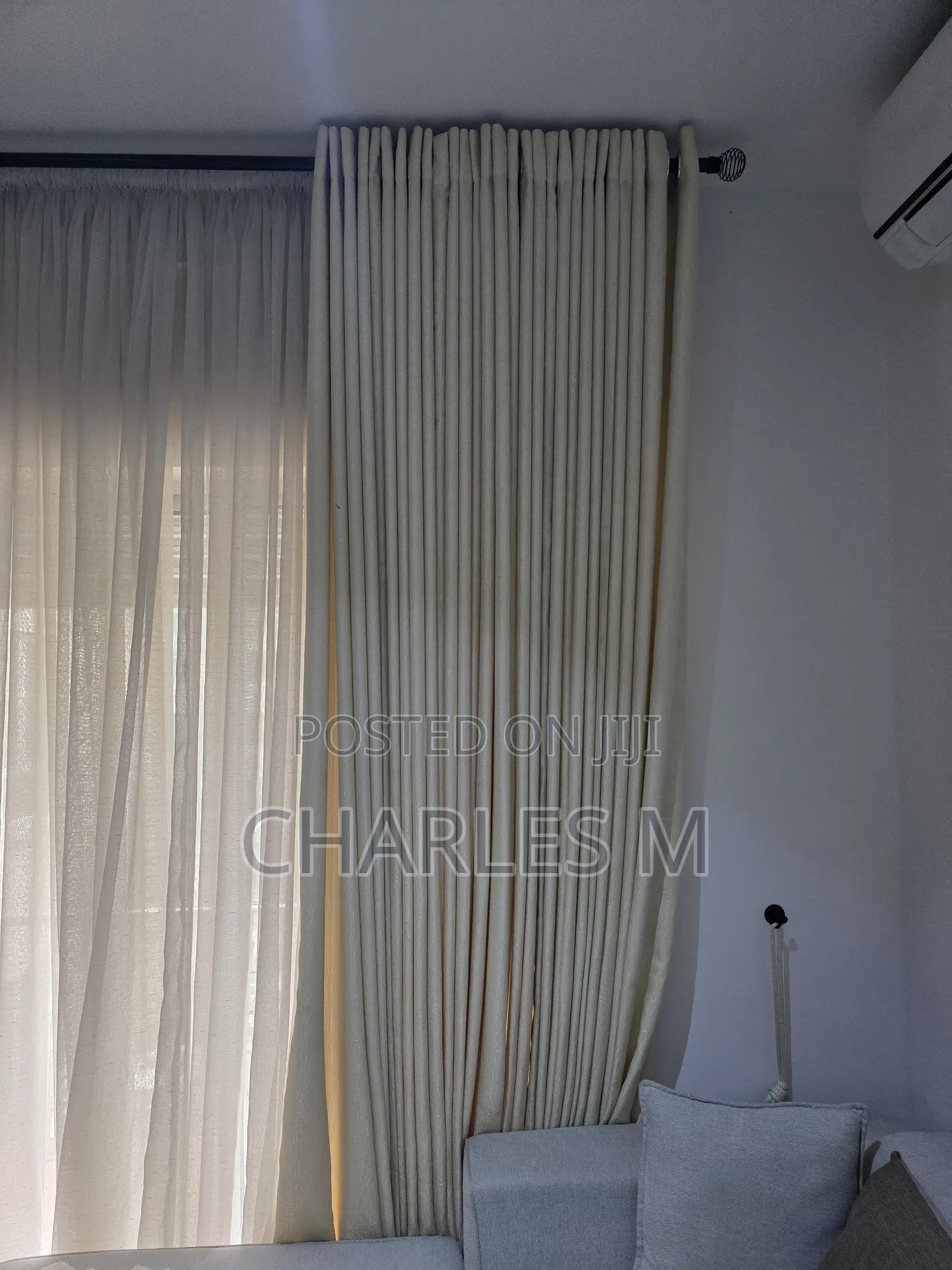 Cream Coloured Turkish Material Drapes/Curtains