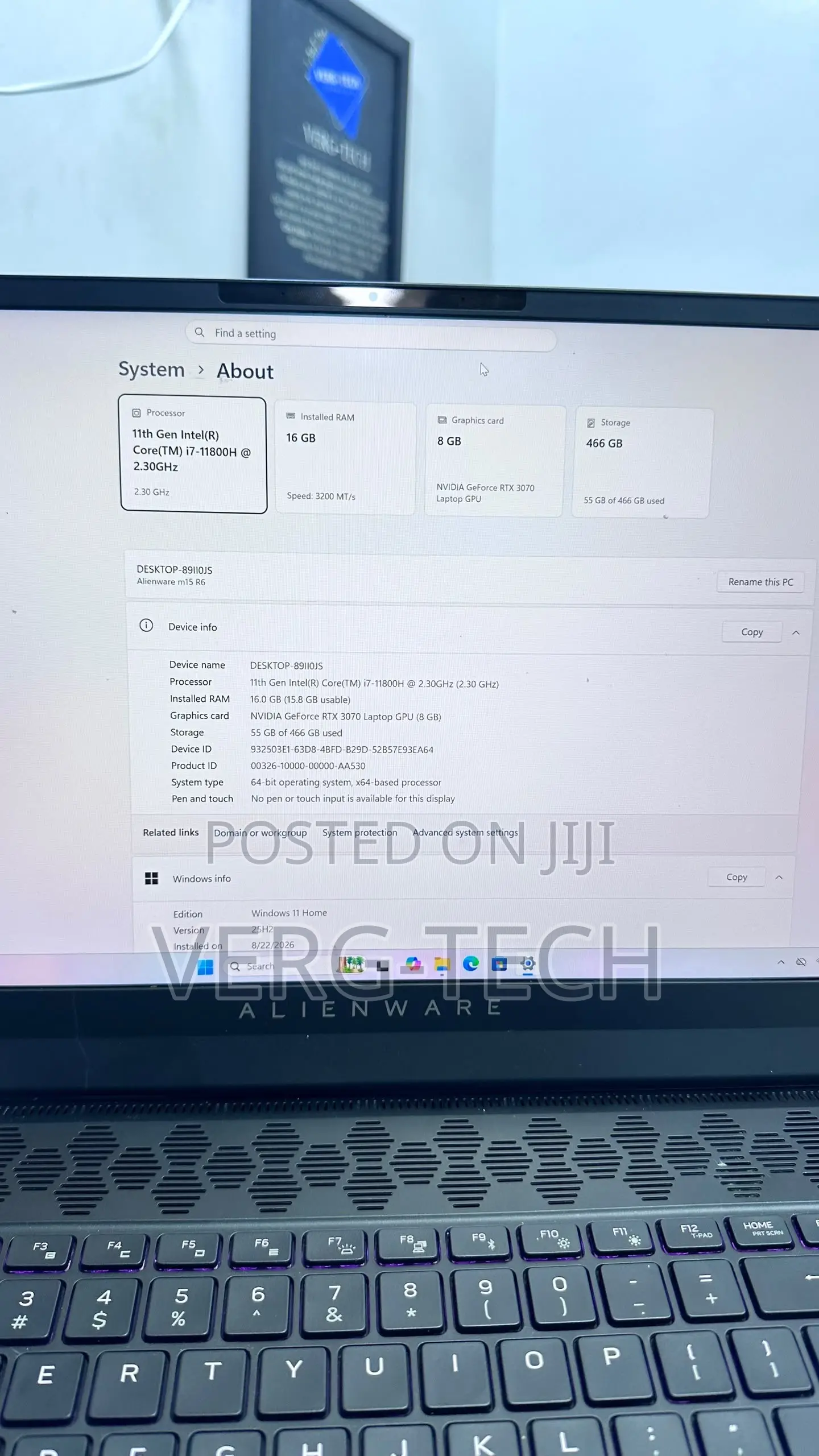 Laptop Dell Allenware M15 R5 16GB Intel Core i7 SSD 512GB
