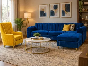 A Brand New Set of L-Shaped Sofa With a Royal Single Chair.
