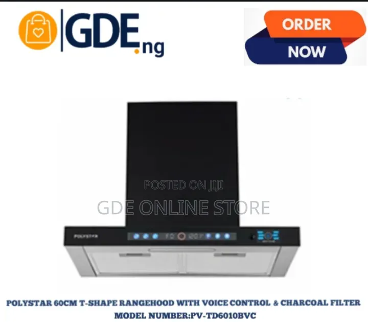 Polystar 60cm T-Shape Rangehood With Voice Control Charcoal Filter
