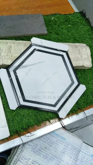 Spanish Hexagon Tiles Black and White