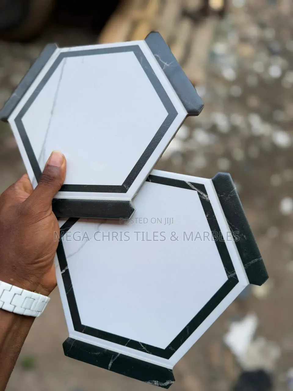 Spanish Hexagon Tiles Black and White