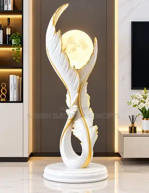 Home Decor Creative Luminous Feather Resin Statue Floor Decor Nordic