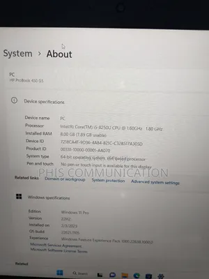 Laptop HP ProBook 450 G5 8GB Intel Core i5 SSD 160GB