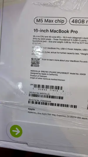 New Laptop Apple MacBook Pro 2026 M5 Max 48GB Apple M5 Max SSD 2T