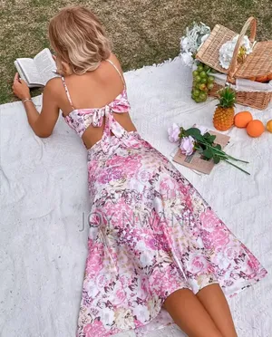 Floral Tie Backless Dress/Gown