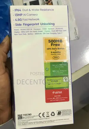 New Tecno Pop 20 64 GB Black